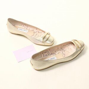 Jimmy Choo Julieta Gold Metallic Ballet Flats 39 Champagne Italy